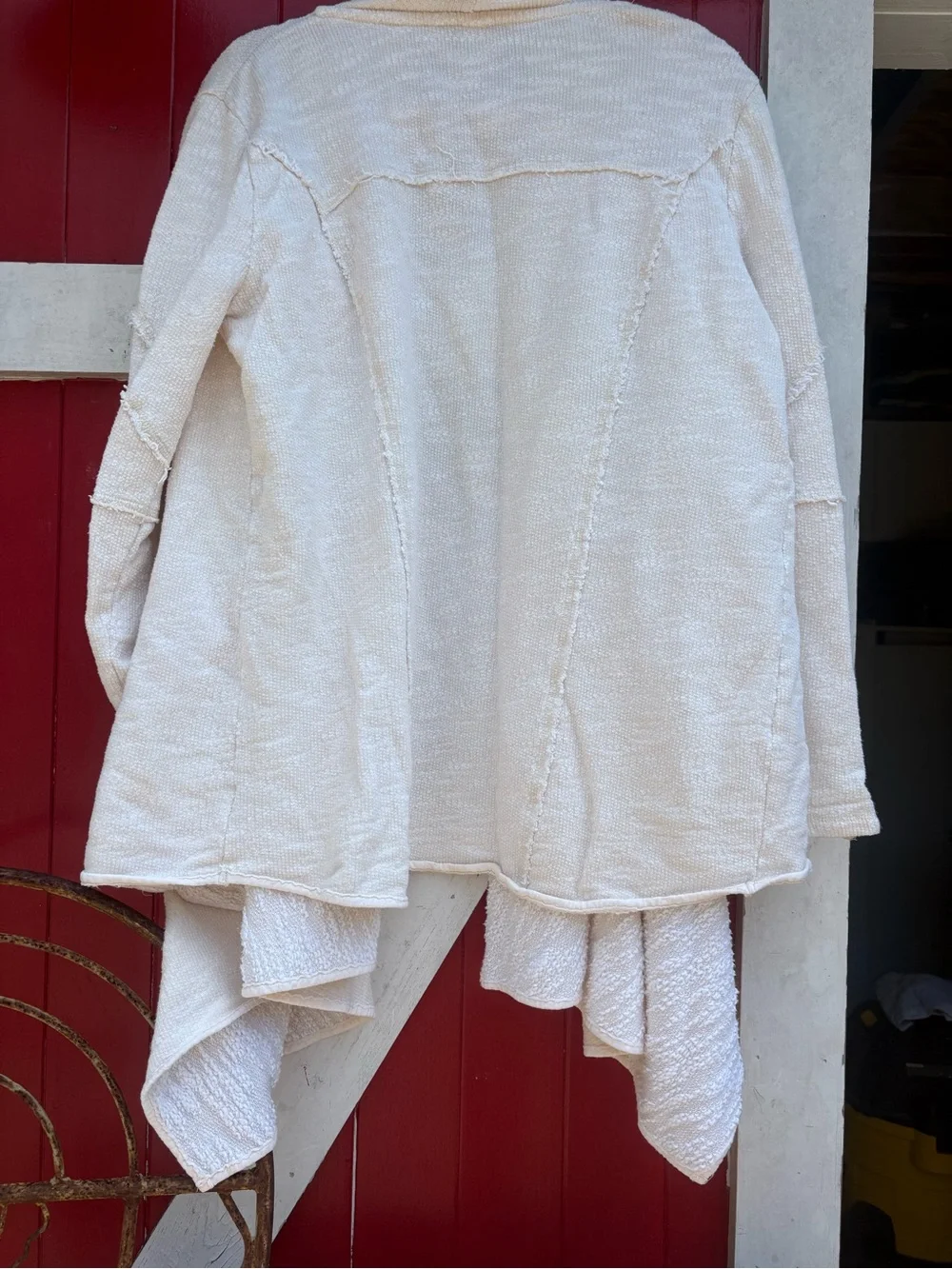 Free People Cream Open-Front Drape Cardigan